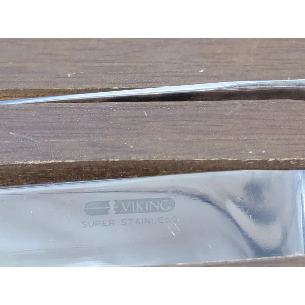 6 Viking Super‎ Stainless Steel Handcrafted Knives Curved Arched Handles w/Box